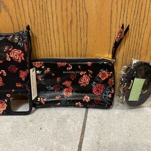 Bandolier Black and Red Floral Phone Case and Wallet
